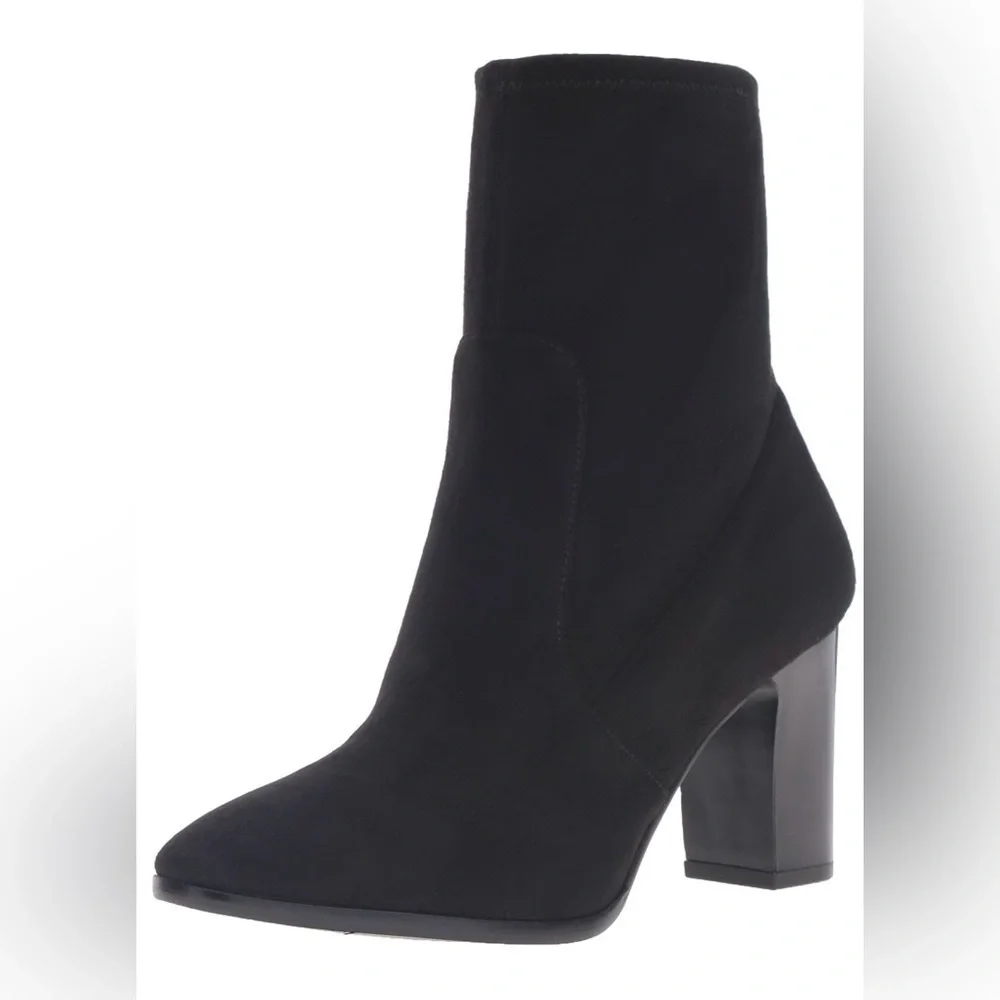 Black ankle suede black heel boots